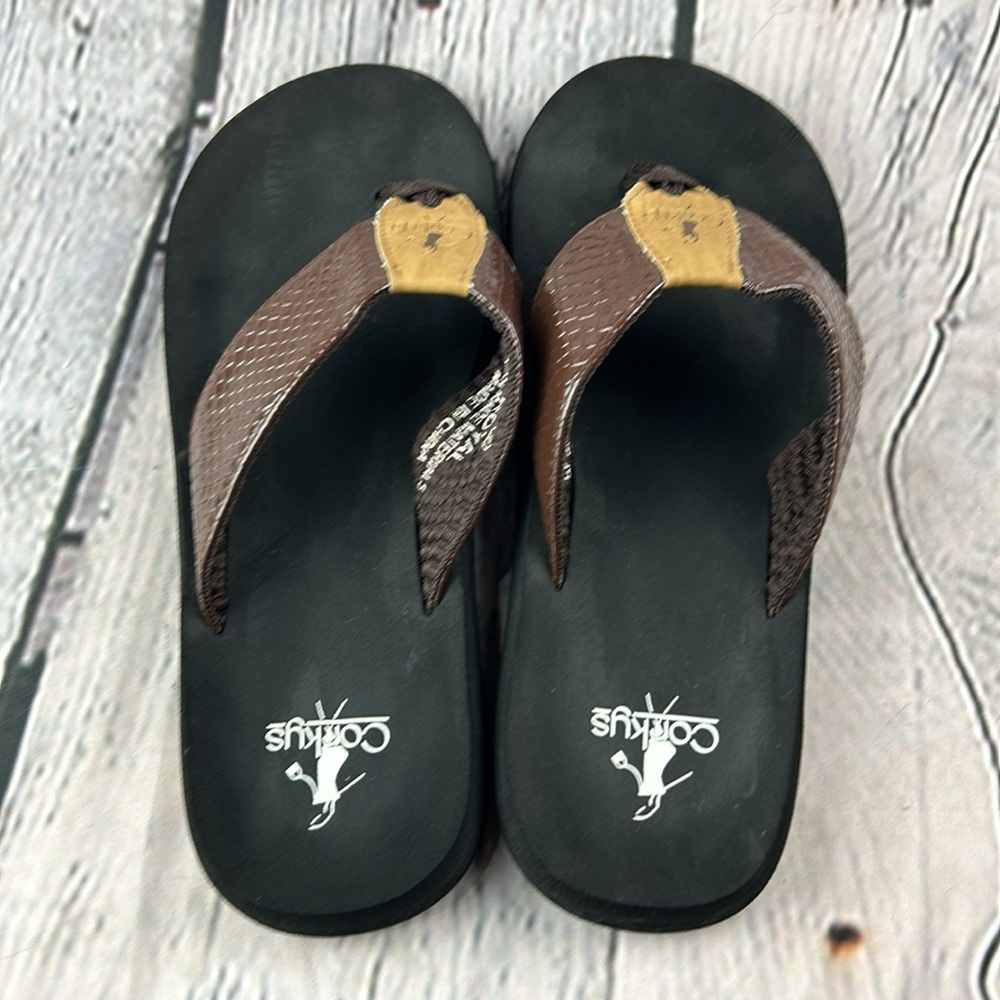 CORKYS ROYAL Brown Thong Slip On Soft Flip Flop Sandals - Picture 16 of 17
